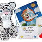 Make Your Own Stuffed Animal Winter The Snow Leopard 16"- No Sew - Kit with Cute Backpack!