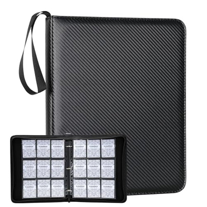 Card Binder - 720 Capacity, Zippered Trading Card Holder for MTG, Sports & Collectible Cards - Acid-Free, Durable & Travel-Friendly Storage (Black, 9