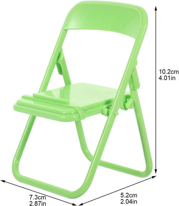 3 Pcs Green Mini Folding Chairs, Dollhouse Folding Chair Miniature Novelty Mini Folding Chair Phone Holder 1:12 Scale Action Figure Accessories