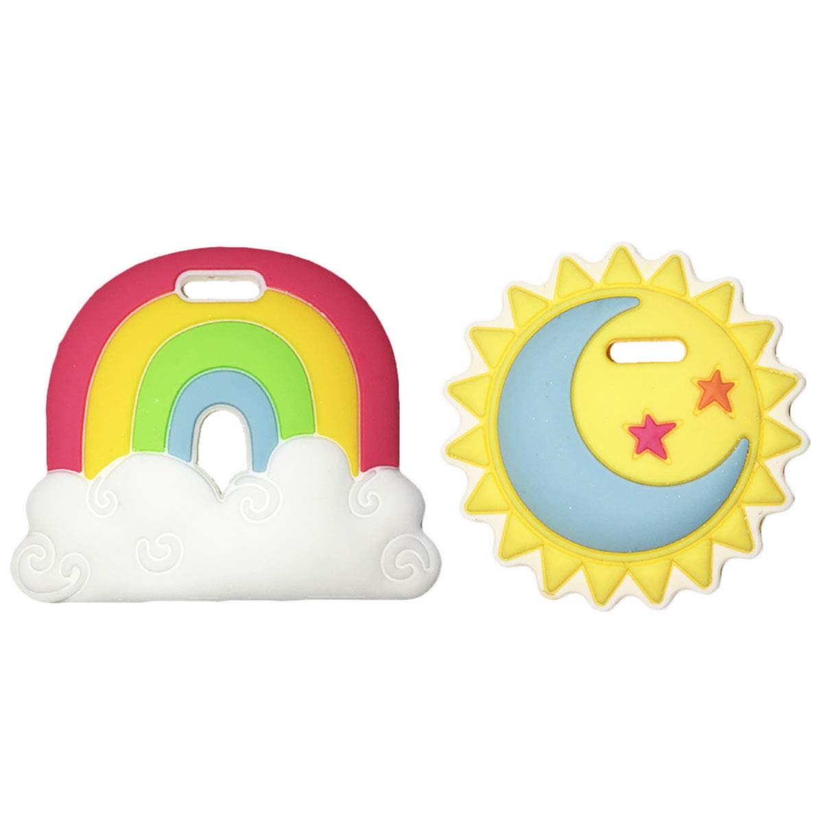 Silli Chews Rainbow Teether Celestial Sun Teethers for Babies BPA Free - Silicone Baby Teether Toys 2" Teething Gift Set