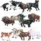 Hiawbon 12 Pcs Miniature Cattle Model Set Mini Cow Models Plastic Cattle Statues for Adult