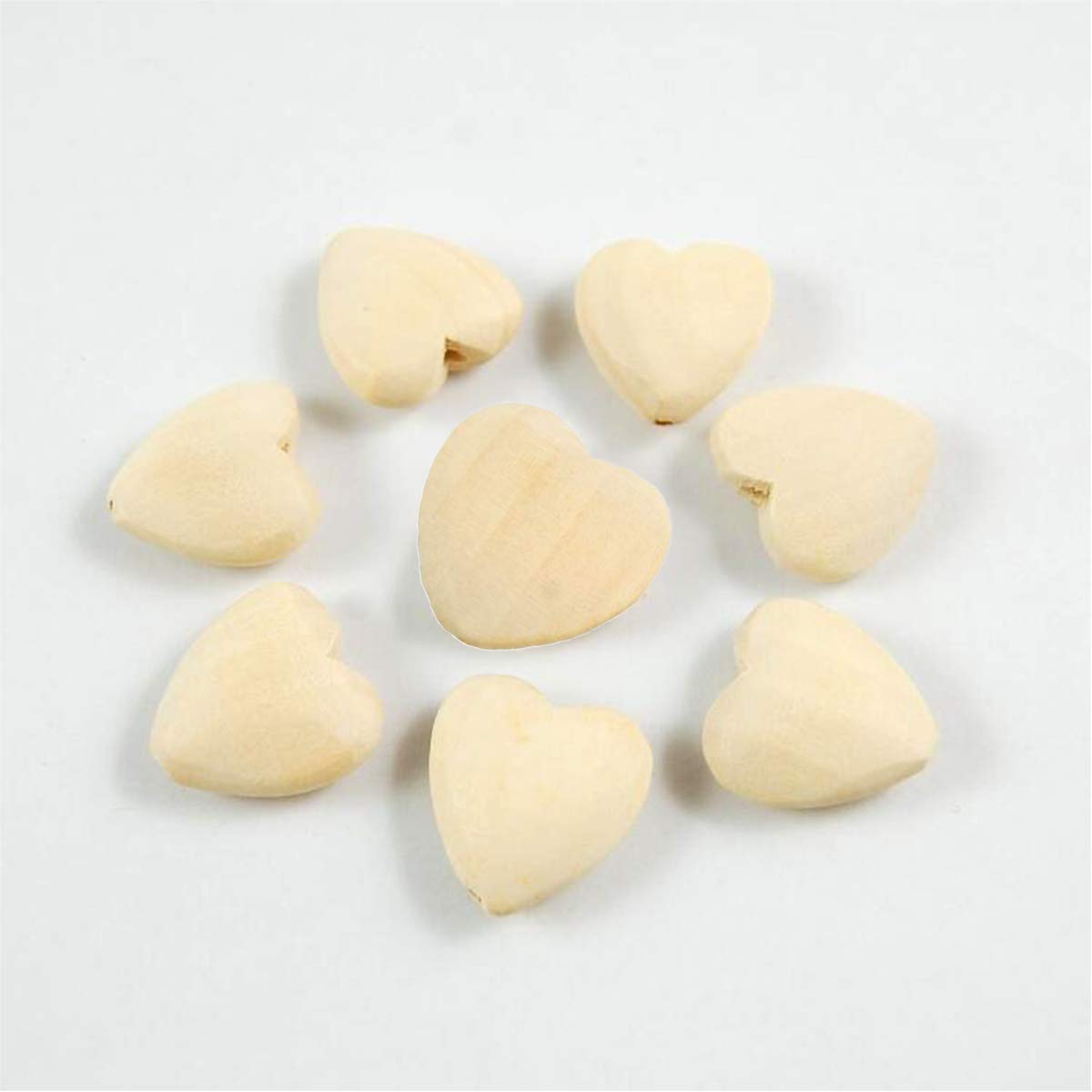 Arakierst 50pcs Natural Wooden Heart Teether 25mm Unfinished Wood Hearts with Holes Eco-Friendly Wooden Handing Materials DIY Crafts Beading
