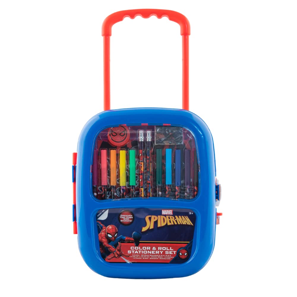 Marvel Spiderman Color and Roll Activity Set with Carrying Case, Stickers, & Art Supplies