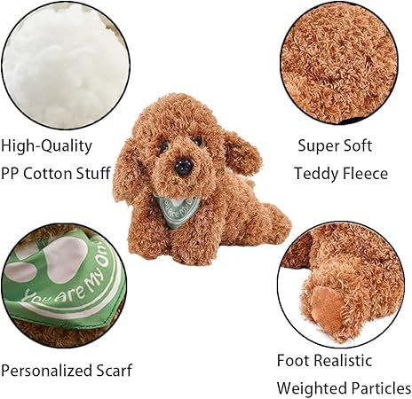 KIRIGAMI Dog Stuffed Animal, Golden Doodle Puppy Plush Toy with Realist Weighted Soft dog stuffed gift for kids?11 inches (Brown Color)