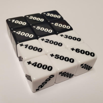 Positive +1000 to +6000 and Negative -1000 to -6000 Counter Dice Compatible with One Piece TCG