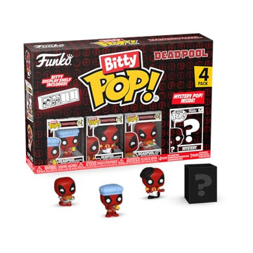 Funko Bitty POP! Deadpool - Bathtime, 4-Pack and A Surprise Mystery Mini Figure - 0.9 Inch (2.2 Cm) Collectable - Stackable Display Shelf Included