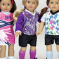 Sophia's 18" Doll 4 pc. Soccer Uniform with Long-Sleeved Purple Jersey, Black Shorts, Black Cleats, and Soccer Ball