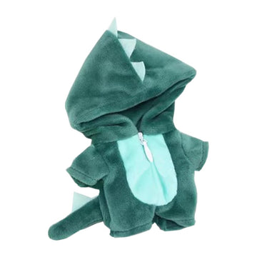 niannyyhouse 10cm Plush Doll Clothes Dinosaur Shark Onesies Loose Bodysuit Soft Stuffed Plush Toy Dress Up Accessories (Green)