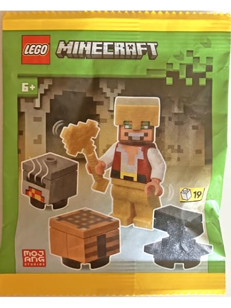 LEGO Minecraft: Gold Hunter Minifigure with Crafting Table, Furnace and Anvil - Ages 6+