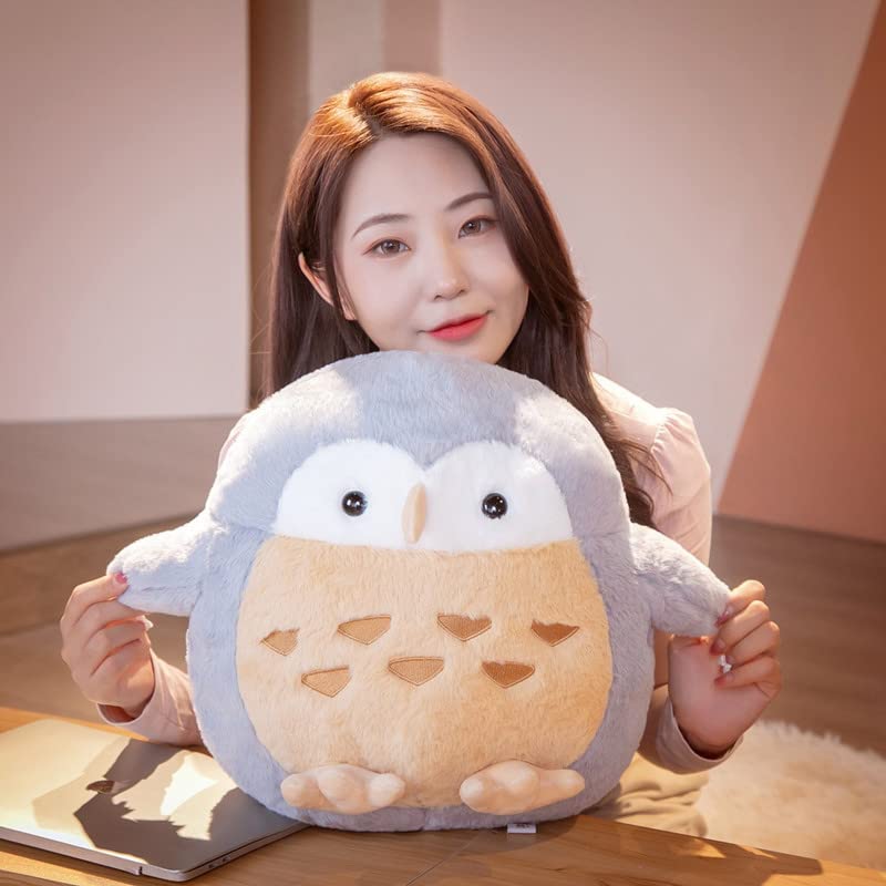 JOSON Owl Animal Plush Children's Pillow, Super Soft owl Pillow, Cute Furry owl Plush Toys, Boys Daughter Christmas, Birthday Gifts. (Grey)