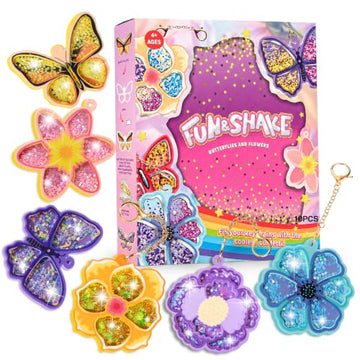 Fun Shake Glitter Crafts Kit for Kids, DIY Arts and Crafts Art Supplies Class Mess-Free Activity Creative Crafting Travel Toy, Birthday Gifts