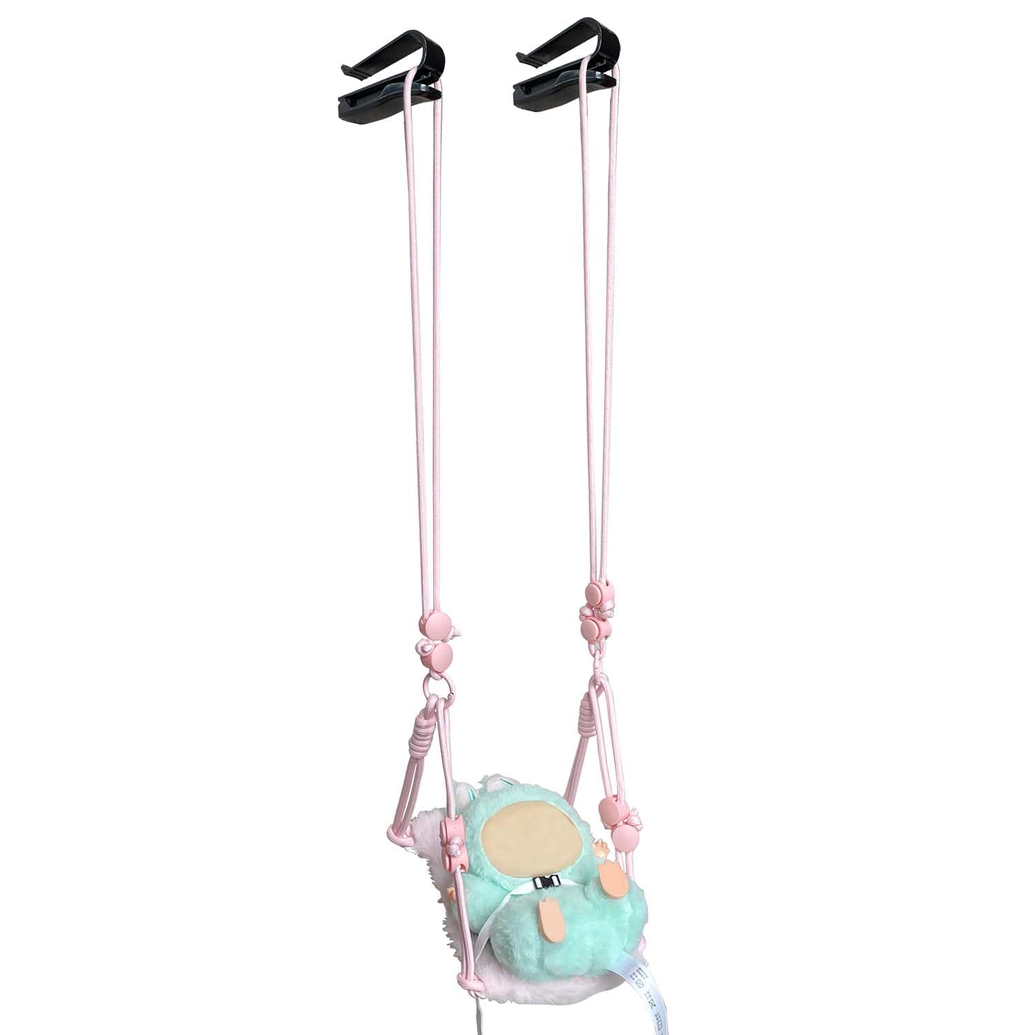 Car Swing Set with 2 Clips for 17cm Dolls for Car Visor Fittings Car Ornament for Blind Box Doll Fans,Collectors (Pink)