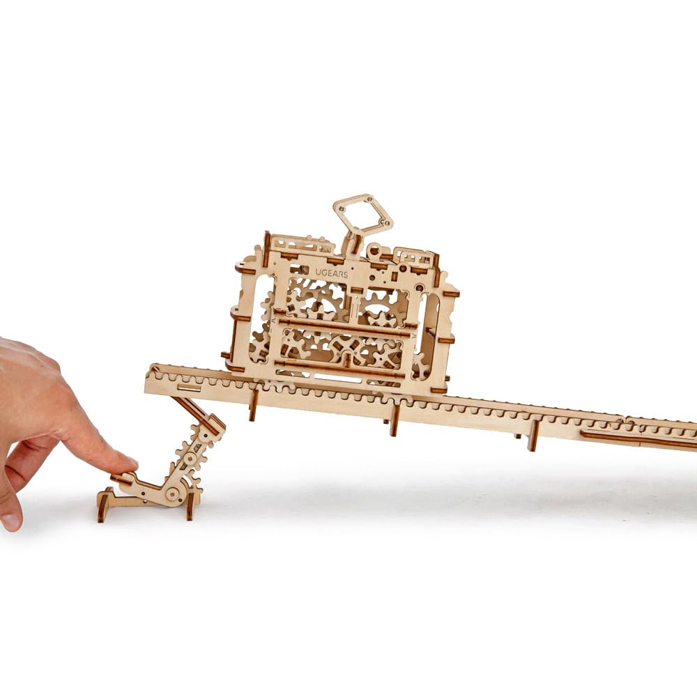 Ugears Tram with Rails - 3D Puzzle Self Propelled Mechanical Wooden Model