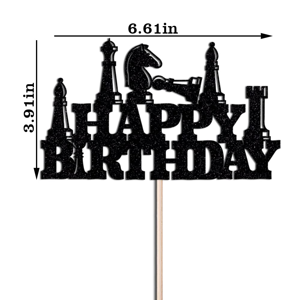 WRACKKIAR Chess Happy Birthday Cake Topper-Chess Player Birthday Party-Funny Board Game Chess Birthday Party Decoration