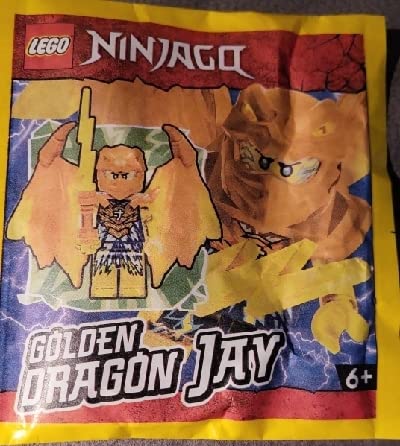 LEGO Ninjago Crystalized Golden Dragon Combo Set: Cole Jay Zane and Kai Minifigures with Weapons, Blue