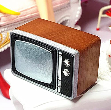 EatingBiting 1:12 Miniature Doll Furniture Resin Retro TV Model Television Scenes 1/12 Resin Retro Style Mini House Living Room Appliances Decoration
