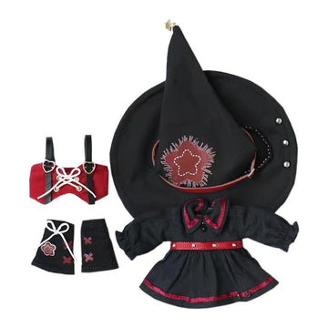 niannyyhouse OB11 Doll Clothes Magic Set, 1/12 Scale Hat Dress Vest Leg Guards, Action Figure Outfit (Red)