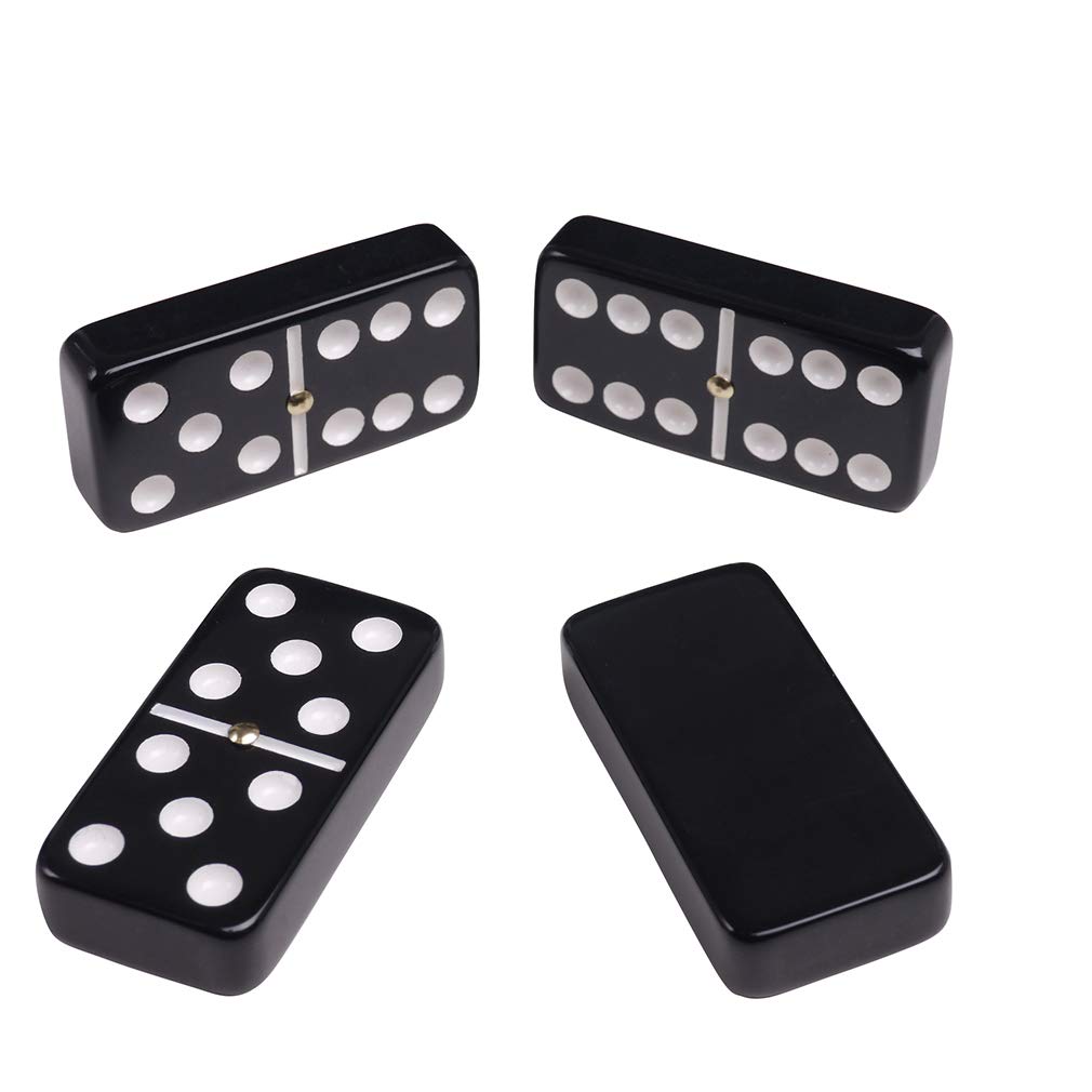 Silverman & Co. Double 6 Large Black Domino Set - Green Case