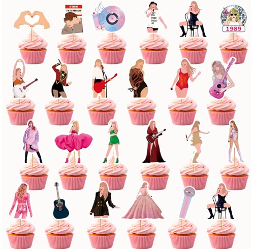 24pcs Popular Happy Birthday Cupcake Toppers, In My Birthday Era Cupcake Toppers, Super Star Party Cake Decorations, In My Era Decorations For Party