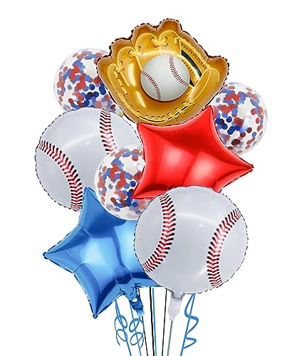 Baseball Party Balloons, Baseball Foil Mylar Balloons for Baby Shower Party Decor Baseball Glove Jumbo Balloons Baseball Bat Balloons for Birthday
