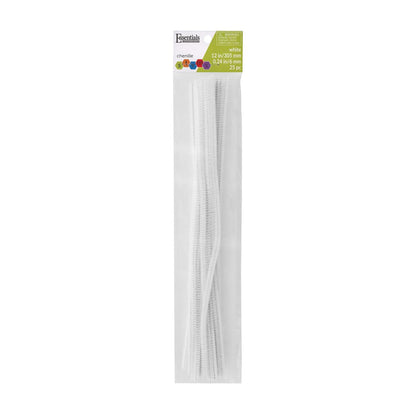 Essentials By Leisure Arts Chenille Stems White, 12 Inch 6mm, Bendable Craft Pipe Cleaners for DIY Projects, Dolls, Animals, Ornaments,