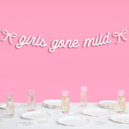 xo, Fetti Girls Gone Mild Banner - Iridescent Foil | 6 Ft. | Bow Bachelorette Decorations, Birthday Party Sign, Coquette Graduation Background, Bach