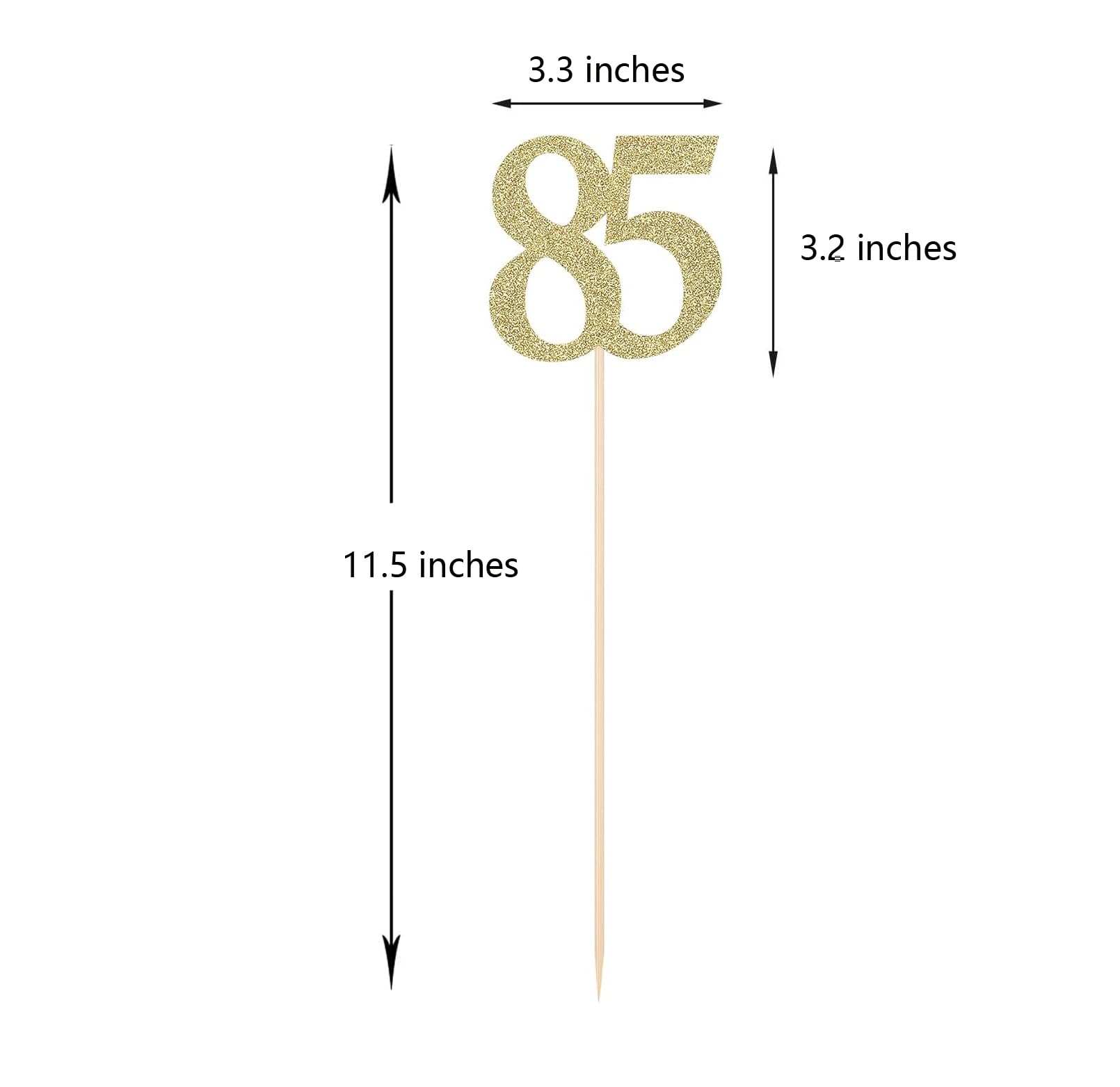 Pack of 10 Gold Glitter 85th Birthday Centerpiece Sticks Number 85 Table Topper Age Letter Decorations