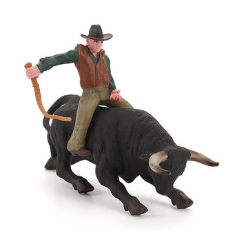 BLAPNK Realistic Cowboy Black Bull Figure Toy, Simulated Spanish Bullfighter Cattle Figurines Collection Playset Preschool Science Educational Learn