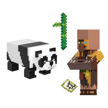 Minecraft Vanilla Action Figure Cartographer Jungle and Panda 3.25" Pack for Kids Ages 6 and Up