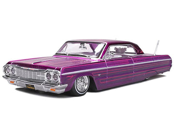 1964 SS Lowrider Candy Purple with Graphics and White Interior Lowriders Series 1/26 Diecast Model Car 32547-PUR