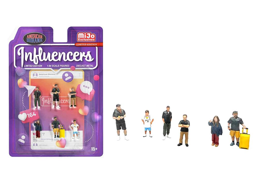 Mijo Exclusives Influencers 6 piece Diecast Figure Set Limited Edition for 1/64 Scale Models by American Diorama AD-2433MJ