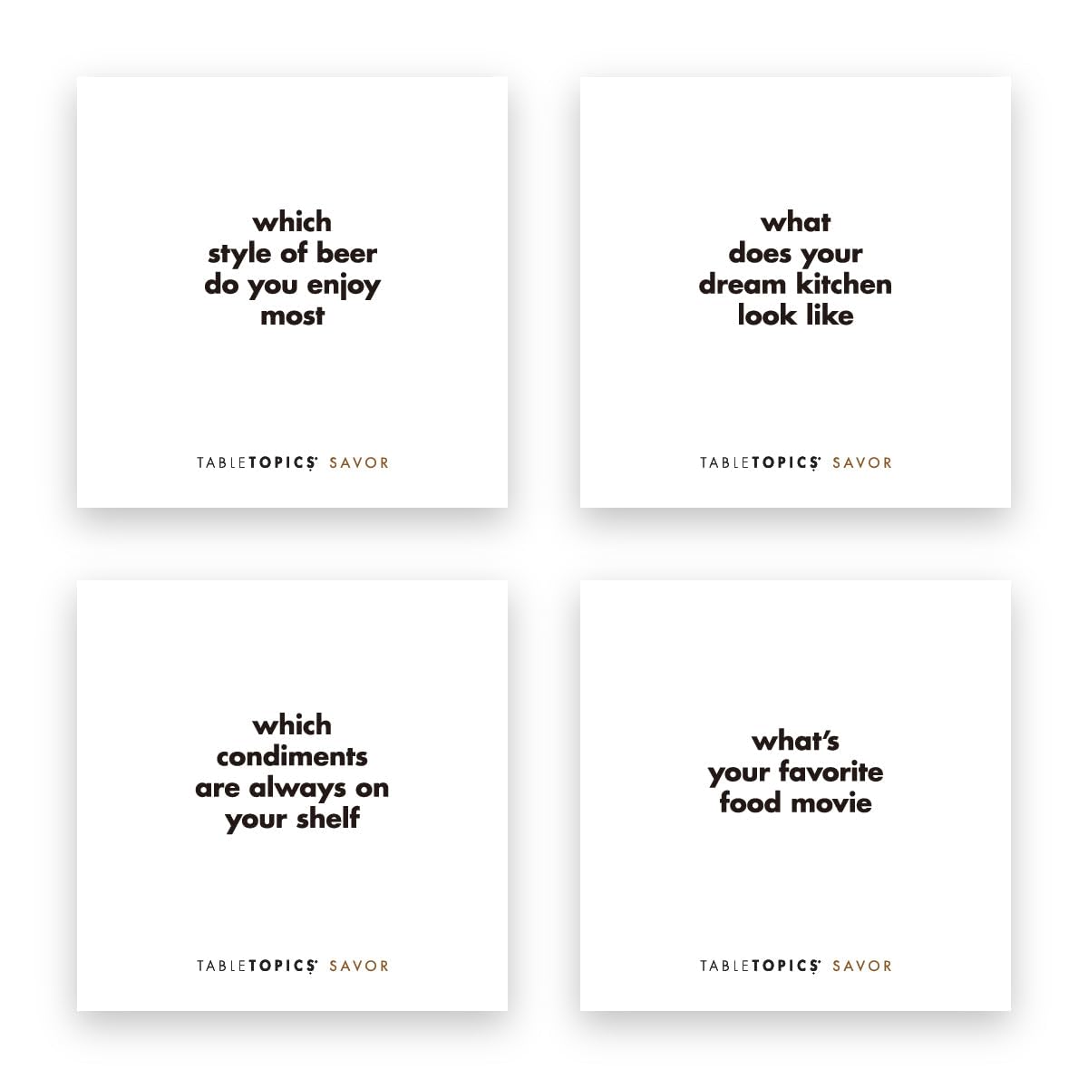 TableTopics Savor Question Card Game - 135 Conversation Starter Cards to Share Your Passion for Food & Cooking with Adult Friends, Talk About Favorite