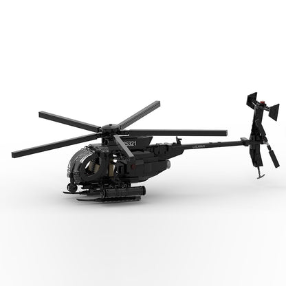 BrickCraftWorks MH-6 Little Bird Helicopter Model Building Blocks Set, Military Helicopter Model to Build and Display, Creative Interactive Building