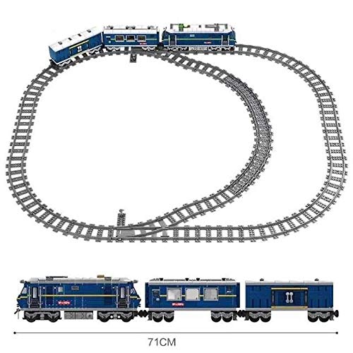General Jim’s Motorized Blue Diesel Cargo Train Set, LED Light Up Engine, Sliding Door Railcars, Complete City Track System, Cargo Truck and Loading