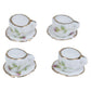 CoscosX 15 Pcs 1:12 Dollhouse Dining Ware Miniature Dish Cup Plate Pink Rose Chintz with Golden Trim Tableware Porcelain Ceramic Coffee Tea Cups