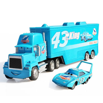 mingpei Movie Cars 2 3 Hauler Mack Truck & Speed Race Car 2PCS Vehicles Jackson Storm Cruz Ramirez Vehicles (Truck 43)