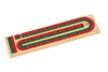 Wooden 2 Track Cribbage Board with 6 Matching Plastic Pegs, Classic Cribbage Game Board with Screen Printed Red and Green Tracks, Backside Peg