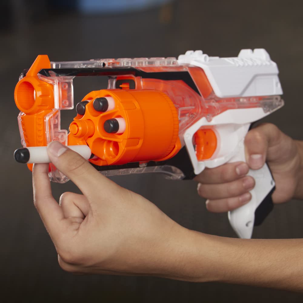 Nerf Elite Strongarm Clear Blaster, Rotating Barrel, Slam Fire, 6 Official Nerf Elite Darts, for Kids, Teens, Adults [Amazon Exclusive] - Amazon