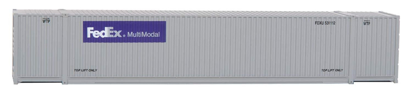 Walthers SceneMaster 53' Singamas Corrugated-Side Container-Ready to Run-FedEx MultiModal (Gray, Purple) 949-8504 HO Scale Model Railroad - Freight