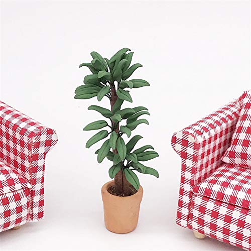 SXFSE Dollhouse Decoration Accessories, 1:12 Toy House Miniature Scene Model Potted Green Plant Posing Fortune Tree Pretend Toys