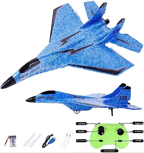 MAXBECK Remote Control Wireless Airplane Toy with Lights, Su-35 Rc Glider 2 Channel 2.4 GHZ Remote Control Planes, Outdoor Foam Rc Aircraft for Hobby