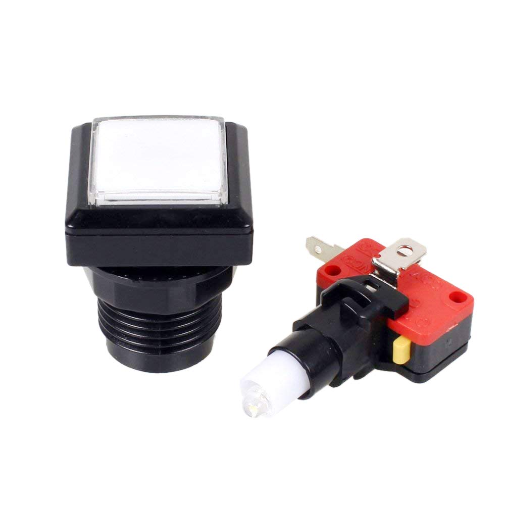 EG Starts 10x Arcade Square Shape LED Illuminated Push Button with Micro Switch Compatible for Arcade Machine Gaming Video Game Consoles Jamma Kit