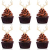 Huray Rayho Antler Cupcake Toppers Wooden Deer Cake Picks Decorations Baby Shower Wedding Hunting Boho Rustic Country Birthday Theme Party Supplies