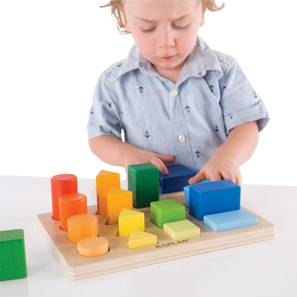 Kaplan Early Learning Company Wooden Colorful Shape and Height Sorter