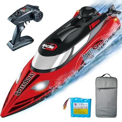 REV-UP 18.5" Remote Control Boat for Adults, 21+ MPH Fast RC Boats for Kids, High Speed Electric Mini Jet Toy for Pool and Lake, Self-Righting