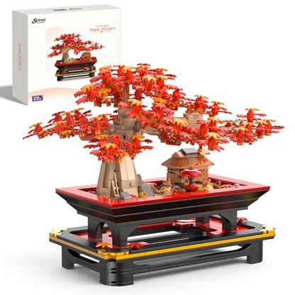 Wise Block Japanese Red Maple Bonsai Tree Building Set for Adults, 900 PCS Botanical Collection Building Blocks, Artificial Bonsai Plant Model