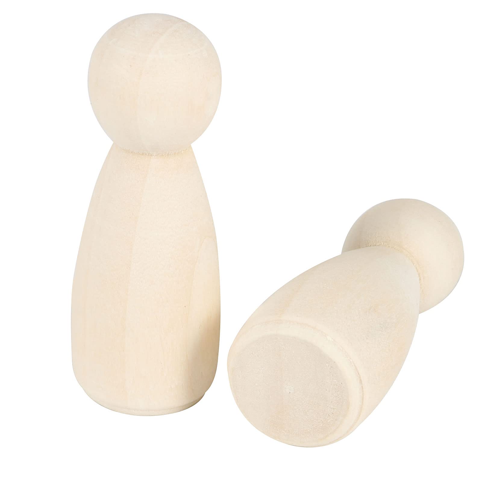 JAPCHET 50 Pack 3-1/2 Inch Wood Peg Dolls, Unfinished Wooden Jumbo Peg People Wood Doll Bodies Figures for Painting, DIY Art Craft Projects, Home