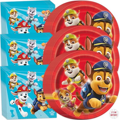 Paw Patrol Plates and Napkins 32-Pack - Birthday Decorations for Party