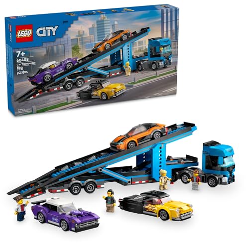 LEGO City Car Transporter Truck with Sports Cars Building Toy Set - Semi Truck Toy with Carrier & Trailer for Boys & Girls, Ages 7+ - Gift Idea