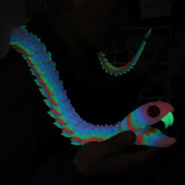 41.7in Giant 3D Printed Snake Realistic Large Toy Snake Figurine, Flexible Snake Model with Noctilucent Movable Teeth for 3D Printed Animals